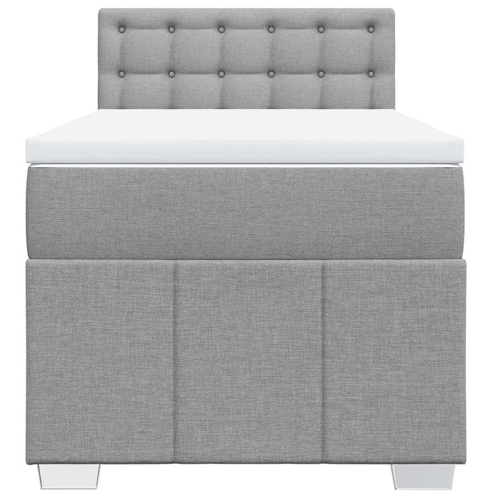 Pat box spring cu saltea, gri deschis, 100x200 cm, textil - WALTI WALTI