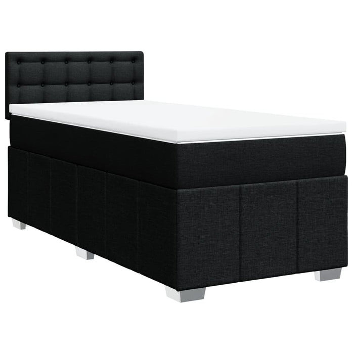 Pat box spring cu saltea, negru, 100x200 cm, textil - WALTI WALTI