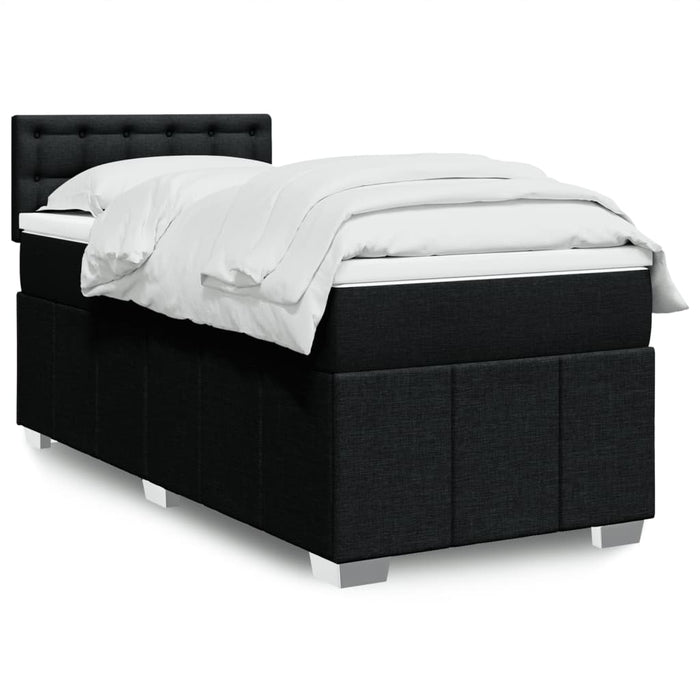 Pat box spring cu saltea, negru, 100x200 cm, textil - WALTI WALTI