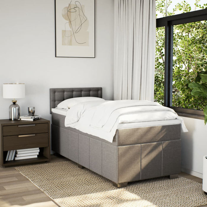 Pat box spring cu saltea, gri taupe, 100x200 cm, textil WALTI
