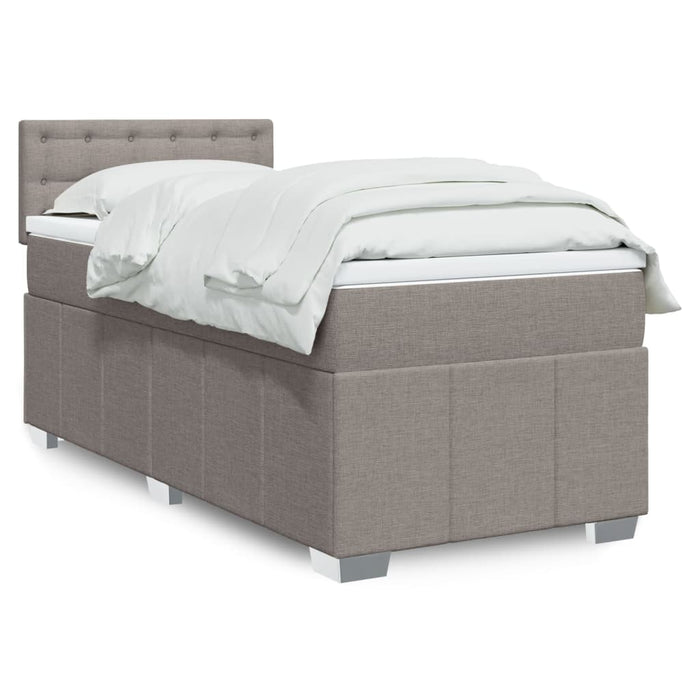 Pat box spring cu saltea, gri taupe, 100x200 cm, textil WALTI