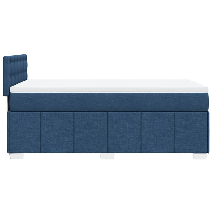 Pat box spring cu saltea, albastru, 100x200 cm, textil WALTI