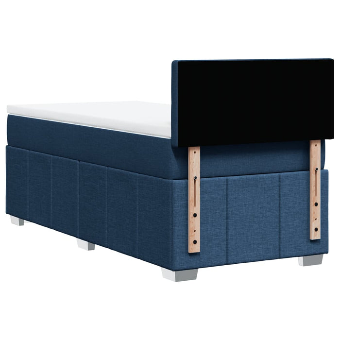 Pat box spring cu saltea, albastru, 100x200 cm, textil WALTI