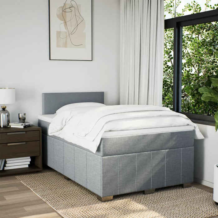Pat box spring cu saltea, gri deschis, 120x190 cm, textil - WALTI WALTI