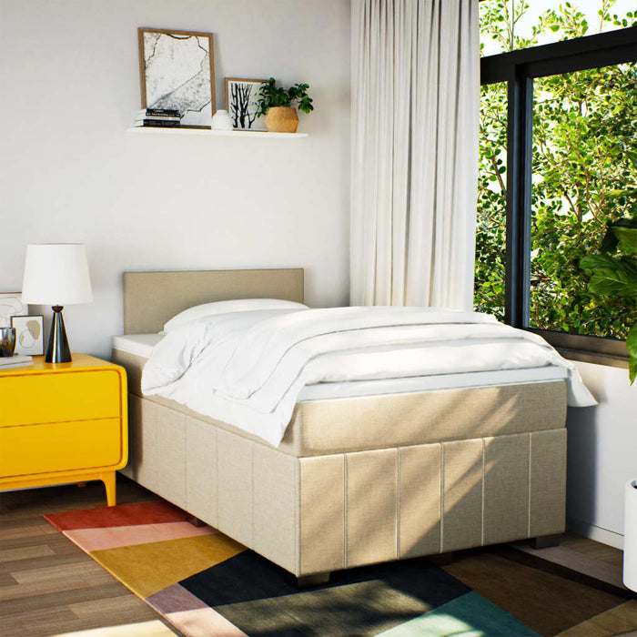 Pat continental cu saltea, crem, 120x190 cm, textil WALTI