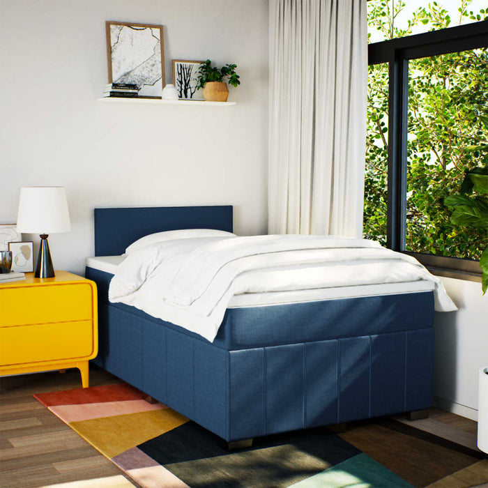Pat box spring cu saltea, albastru, 120x190 cm, material textil - WALTI WALTI