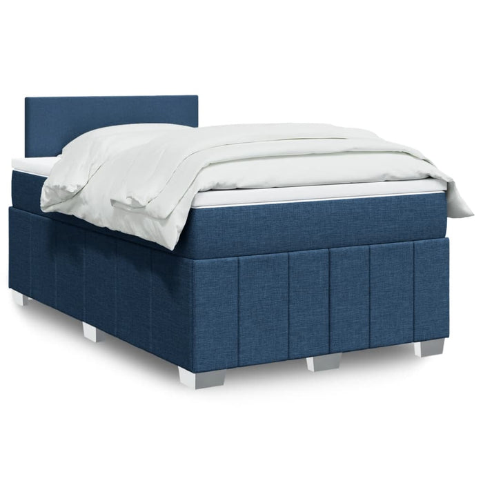 Pat box spring cu saltea, albastru, 120x190 cm, material textil - WALTI WALTI
