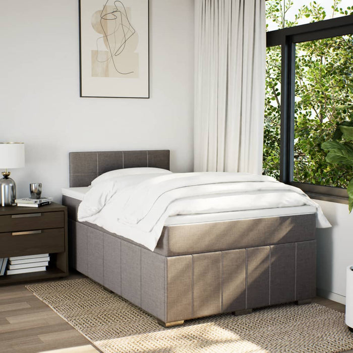 Pat box spring cu saltea, taupe, 120x190 cm material textil WALTI