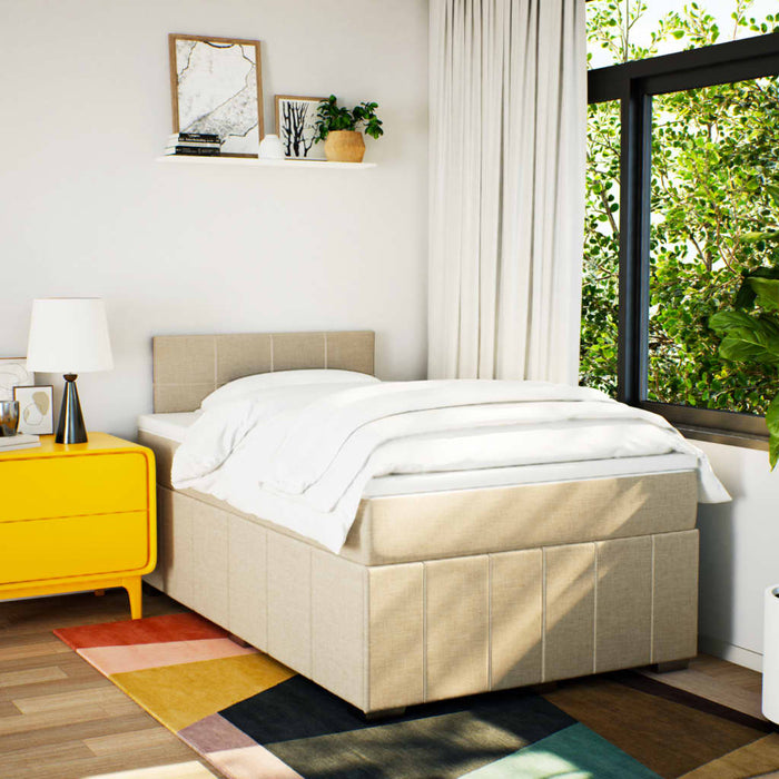 Pat continental cu saltea, crem, 120x190 cm, textil - WALTI WALTI
