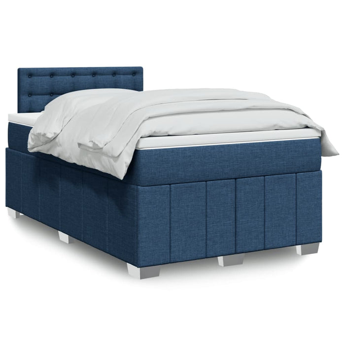Pat box spring cu saltea, albastru, 120x190 cm, material textil - WALTI WALTI