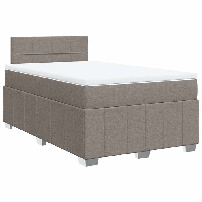 Pat box spring cu saltea, gri taupe, 120x200 cm, textil WALTI