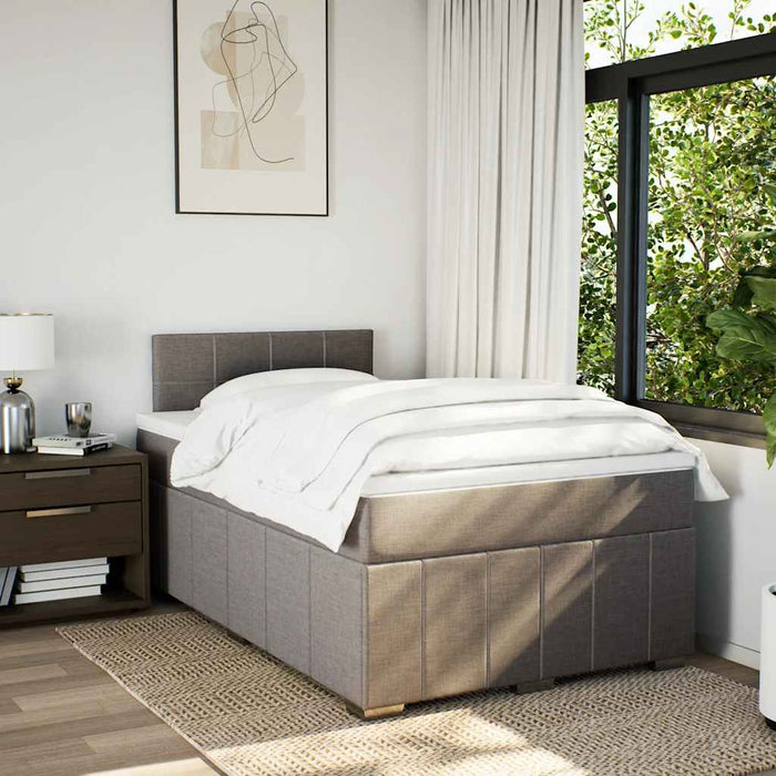 Pat box spring cu saltea, gri taupe, 120x200 cm, textil WALTI