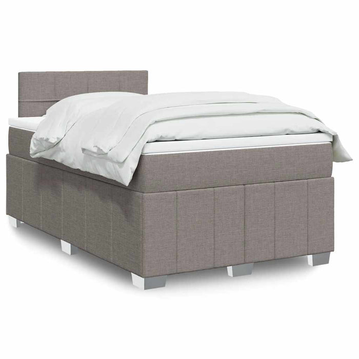 Pat box spring cu saltea, gri taupe, 120x200 cm, textil WALTI
