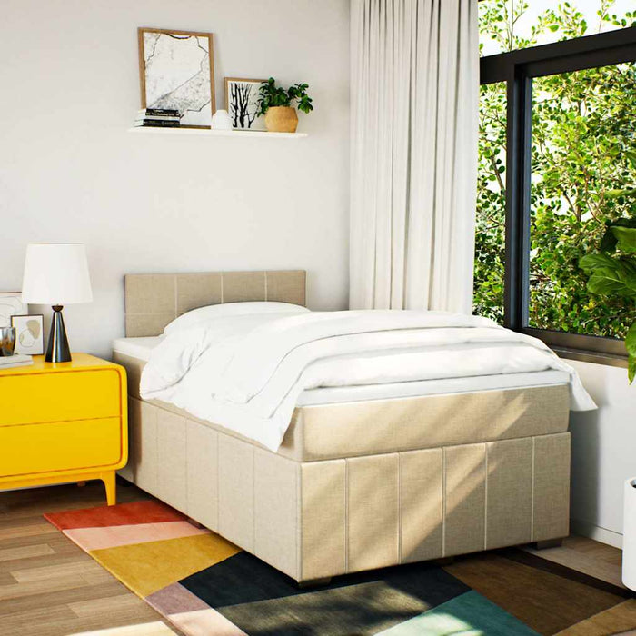 Pat box spring cu saltea, crem, 120x200 cm, textil - WALTI WALTI