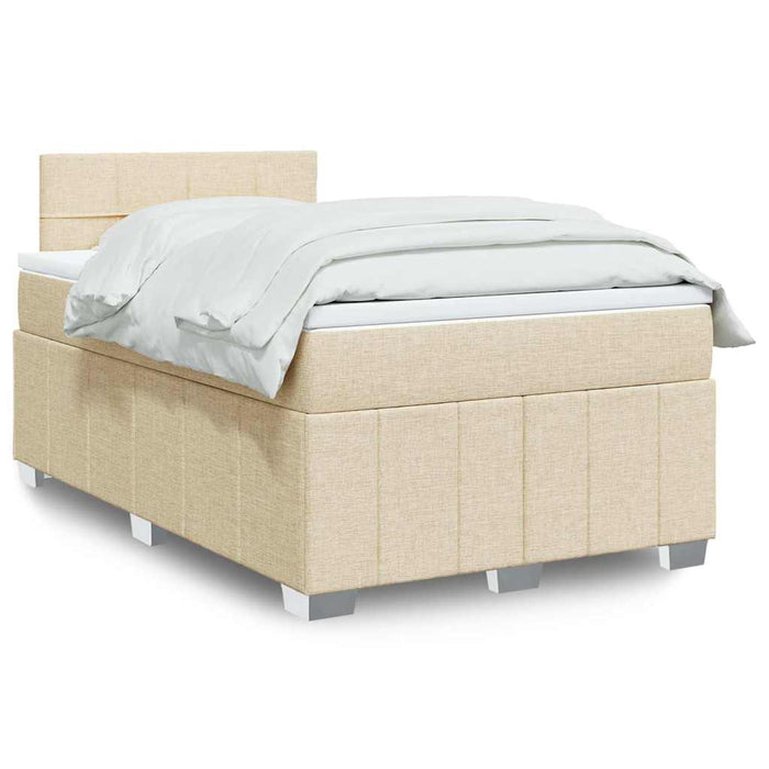 Pat box spring cu saltea, crem, 120x200 cm, textil - WALTI WALTI