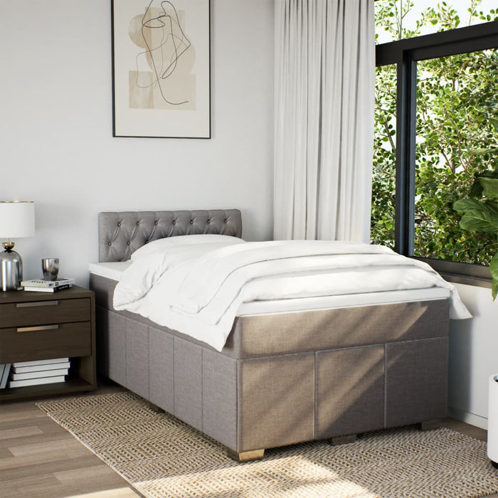 Pat box spring cu saltea, gri taupe, 120x200 cm, textil WALTI