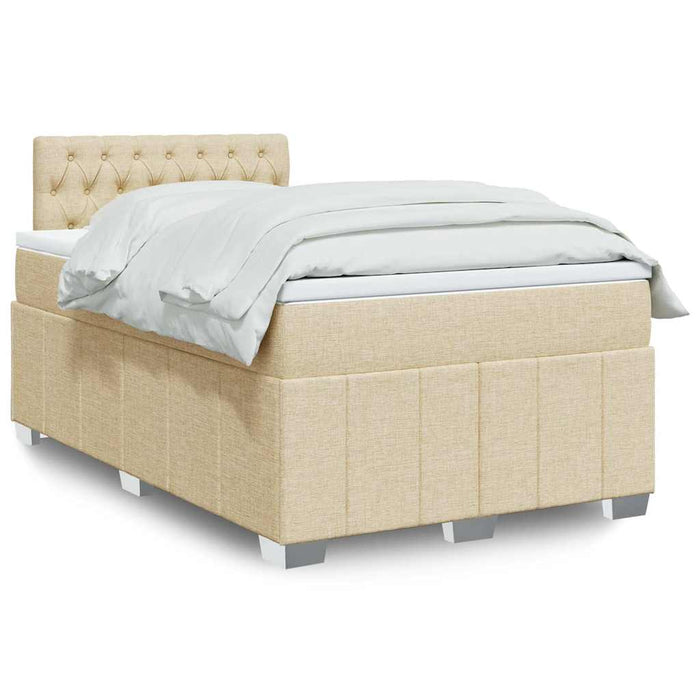 Pat box spring cu saltea, crem, 120x200 cm, textil - WALTI WALTI