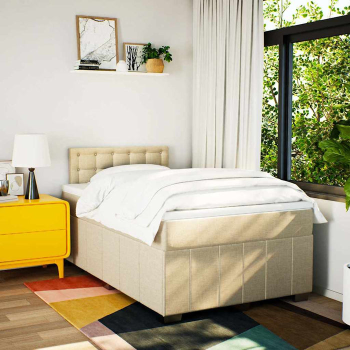 Pat box spring cu saltea, crem, 120x200 cm, textil - WALTI WALTI