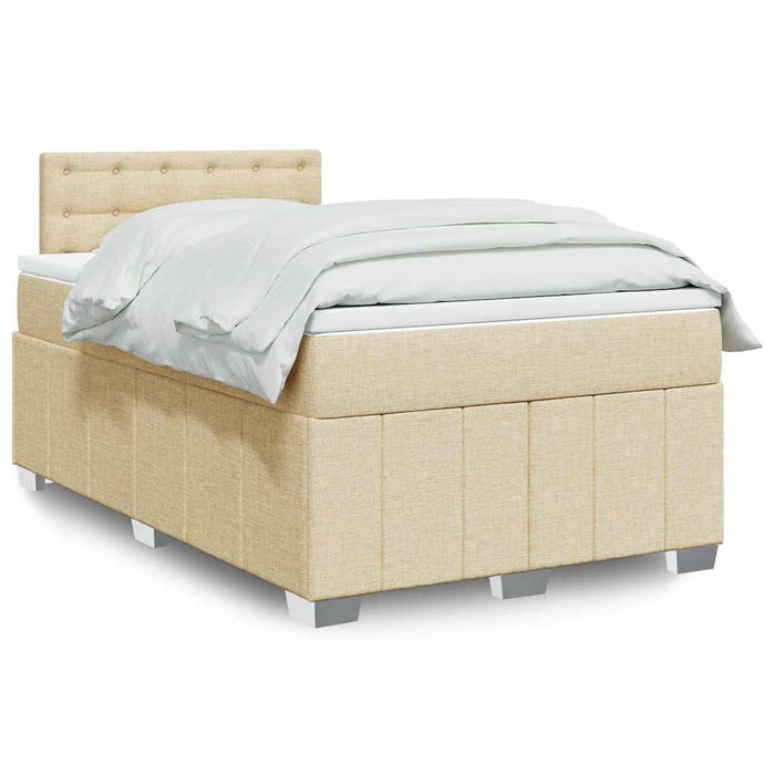 Pat box spring cu saltea, crem, 120x200 cm, textil - WALTI WALTI