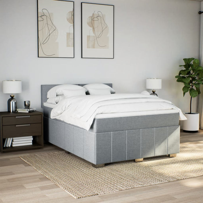 Pat box spring cu saltea, gri deschis, 140x190 cm, textil - WALTI WALTI