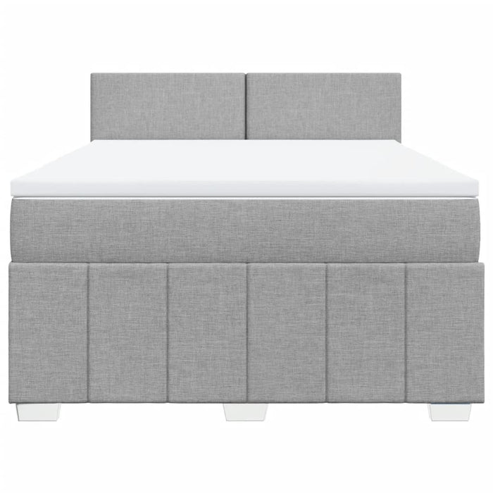 Pat box spring cu saltea, gri deschis, 140x190 cm, textil - WALTI WALTI