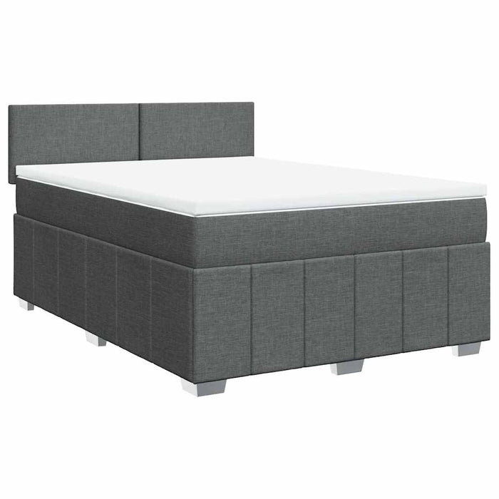 Pat box spring cu saltea, gri închis, 140x190 cm, textil - WALTI WALTI