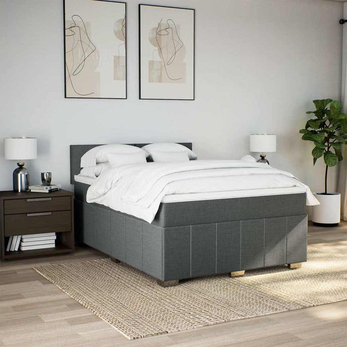 Pat box spring cu saltea, gri închis, 140x190 cm, textil - WALTI WALTI