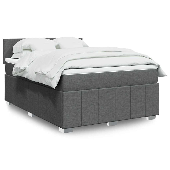 Pat box spring cu saltea, gri închis, 140x190 cm, textil - WALTI WALTI