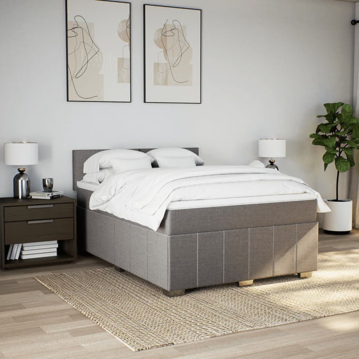 Pat box spring cu saltea, gri taupe, 140x200 cm, textil - WALTI WALTI