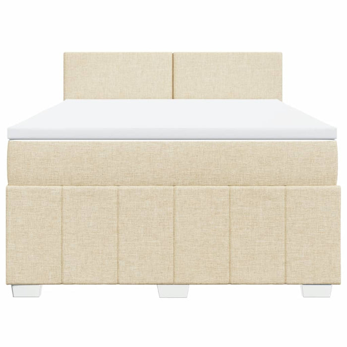 Pat box spring cu saltea, crem, 140x200 cm, textil - WALTI WALTI
