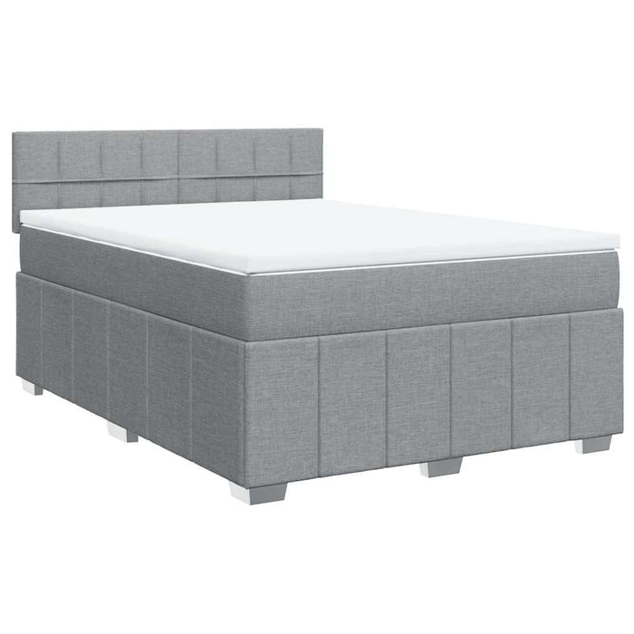 Pat box spring cu saltea, gri deschis, 140x190 cm, textil - WALTI WALTI