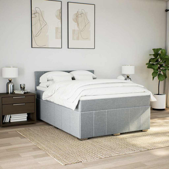 Pat box spring cu saltea, gri deschis, 140x190 cm, textil - WALTI WALTI