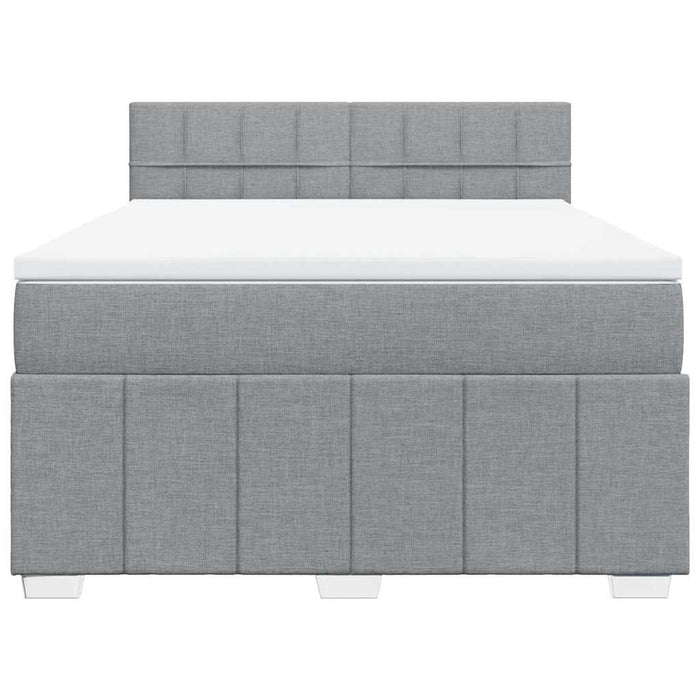 Pat box spring cu saltea, gri deschis, 140x190 cm, textil - WALTI WALTI