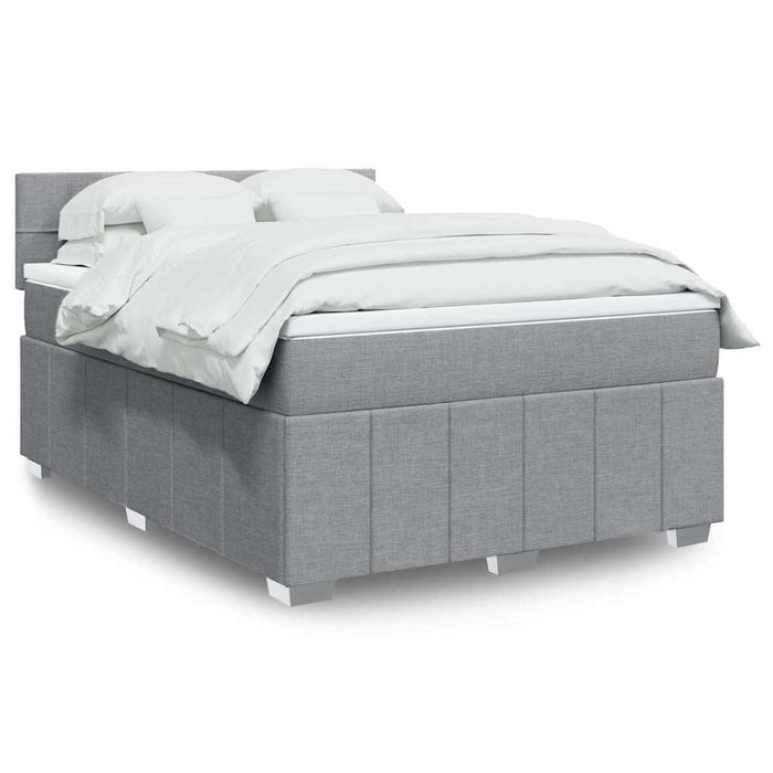 Pat box spring cu saltea, gri deschis, 140x190 cm, textil - WALTI WALTI