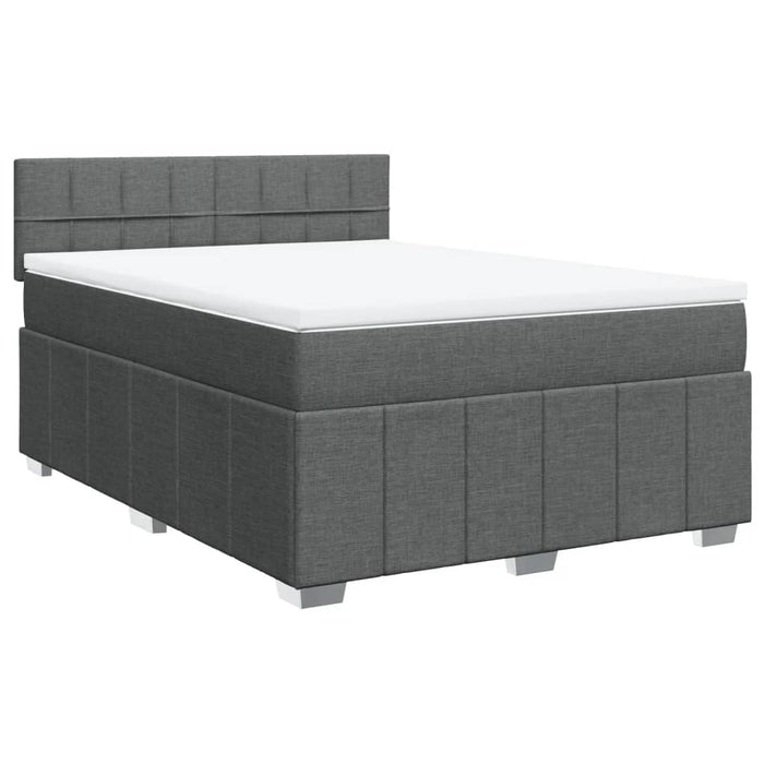 Pat box spring cu saltea, gri închis, 140x190 cm, textil - WALTI WALTI