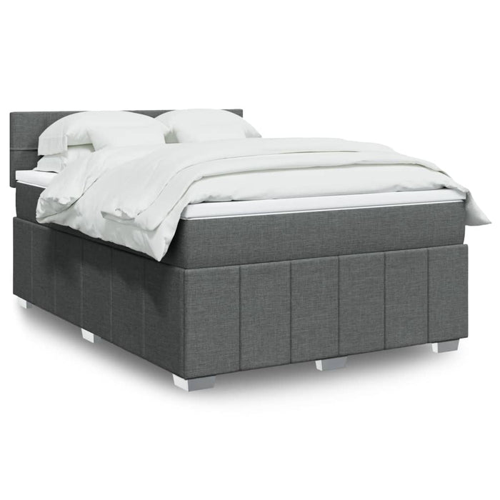 Pat box spring cu saltea, gri închis, 140x190 cm, textil - WALTI WALTI