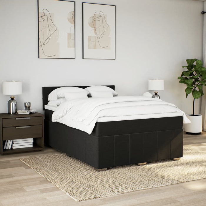 Pat box spring cu saltea, negru, 140x190 cm, textil - WALTI WALTI