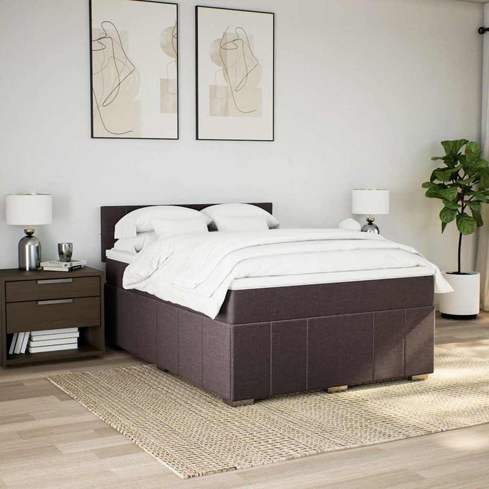 Pat box spring cu saltea, maro închis, 140x200 cm, textil - WALTI WALTI