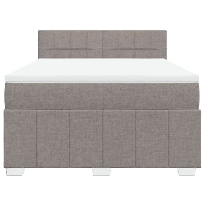Pat box spring cu saltea, gri taupe, 140x200 cm, textil - WALTI WALTI