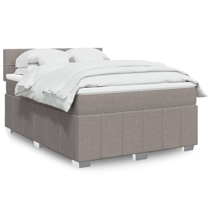 Pat box spring cu saltea, gri taupe, 140x200 cm, textil - WALTI WALTI