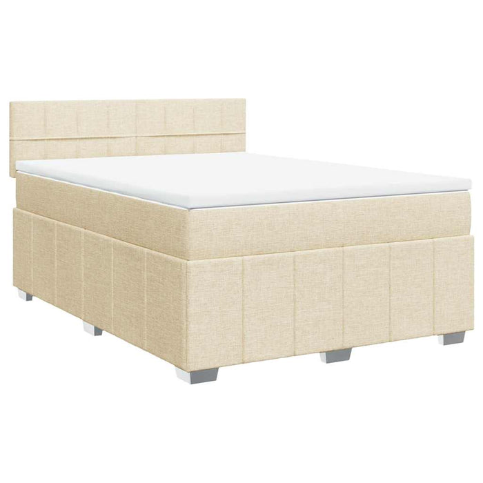 Pat box spring cu saltea, crem, 140x200 cm, textil - WALTI WALTI