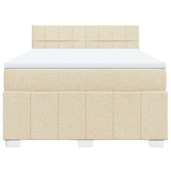 Pat box spring cu saltea, crem, 140x200 cm, textil - WALTI WALTI