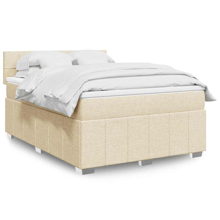 Pat box spring cu saltea, crem, 140x200 cm, textil - WALTI WALTI