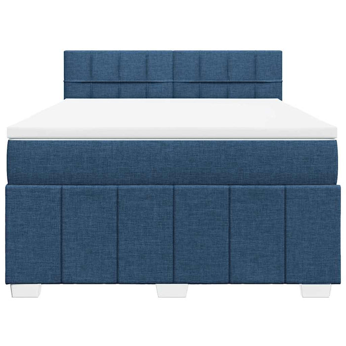 Pat box spring cu saltea, albastru, 140x200 cm, textil - WALTI WALTI