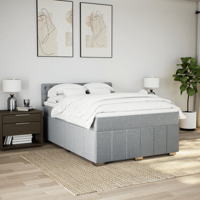 Pat box spring cu saltea, gri deschis, 140x190 cm, textil - WALTI WALTI