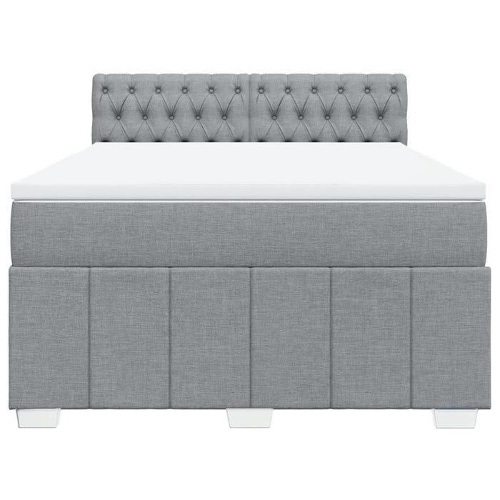 Pat box spring cu saltea, gri deschis, 140x190 cm, textil - WALTI WALTI