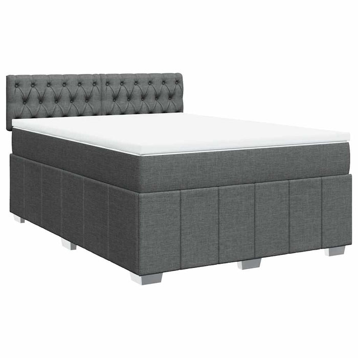 Pat box spring cu saltea, gri închis, 140x190 cm, textil - WALTI WALTI