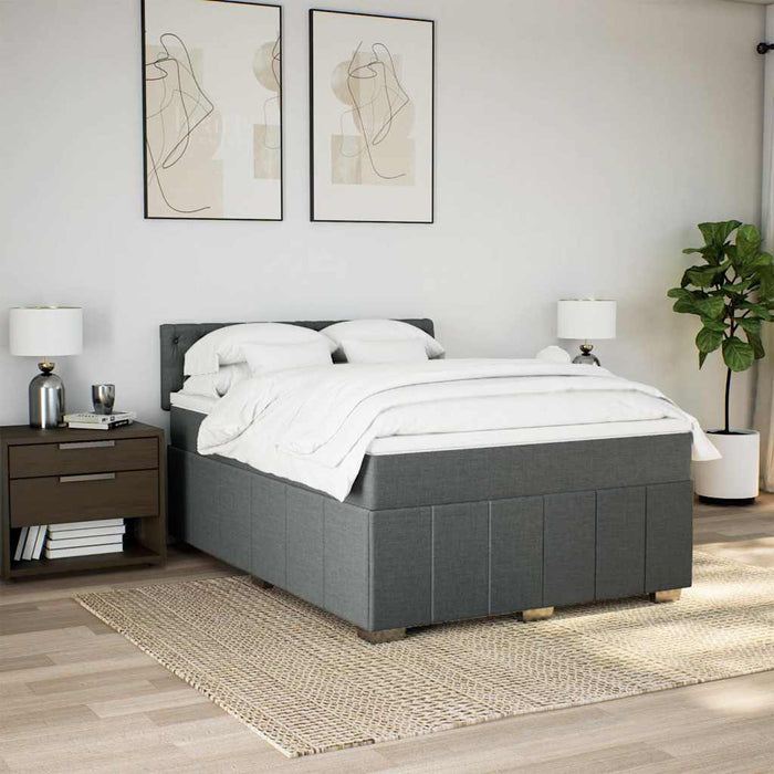 Pat box spring cu saltea, gri închis, 140x190 cm, textil - WALTI WALTI