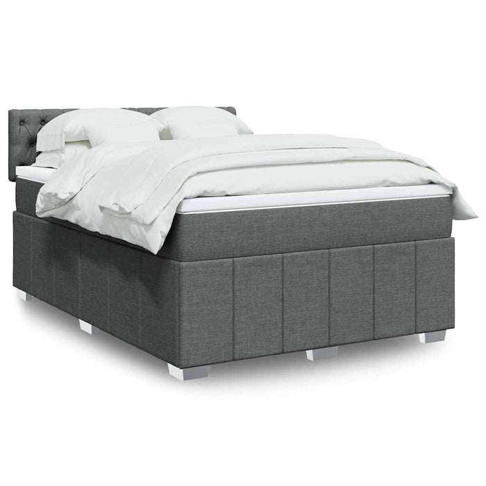 Pat box spring cu saltea, gri închis, 140x190 cm, textil - WALTI WALTI