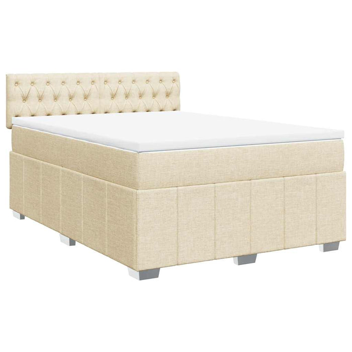Pat box spring cu saltea, crem, 140x200 cm, textil - WALTI WALTI